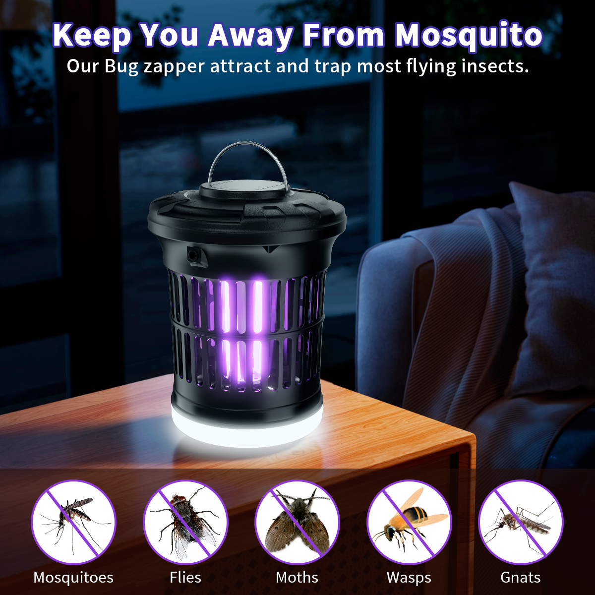 KeesonKimi Bug Zapper Outdoor, Bug Mosquito Zapper Indoor and Outdoor, Mosquito Killer and Fly ...
