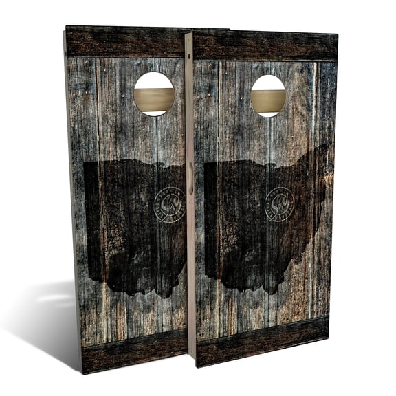 Skip's Garage | Ohio Flag Black Cornhole Board Set | Includes Boards & Bags | Choose Your Size & Accessories