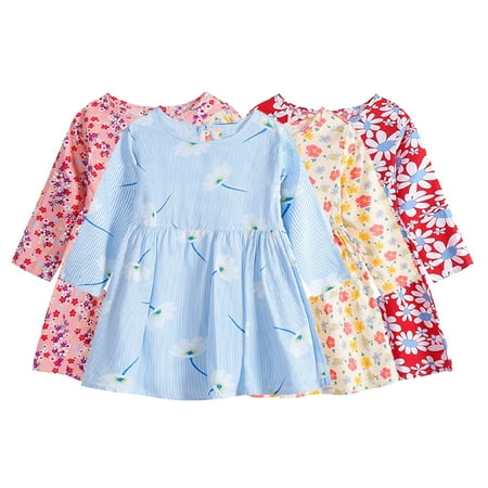 

KYAIGUO 6M-6T Baby Toddler Spring Casual Dresses for Girls Infant Floral Dress Print Sundress Princess Dress Fall Casual Onesies Cotton Skirt