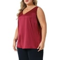 thumbnail image 5 of Agnes Orinda Women's Plus Size Silk Satin Tank Tops V Neck Casual Cami Sleeveless Blouses Summer Basic Camisole 1X Burgundy, 5 of 7