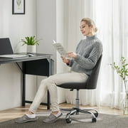 MCQ Stylish Twill Upholstered Lounge Office Desk Chair, Height-Adjustable Chair, Dark Grey