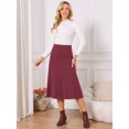 thumbnail image 3 of DARING DIVA Women's Pleated High Waist A Line Knit Midi Skirt Large Burgundy, 3 of 7