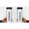 thumbnail image 2 of Starbucks 16 Oz White Steel Vacuum Coffee Tumbler With Black Swivel Lid 2 Pack, 2 of 6