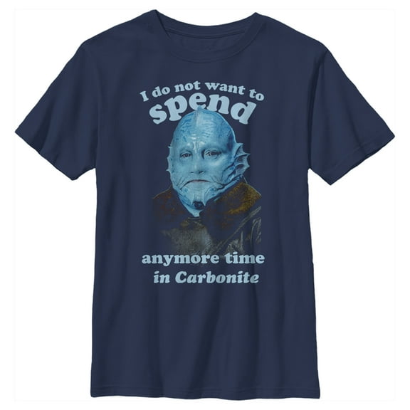 Boy's Star Wars: The Mandalorian Mythrol No More Carbonite Graphic Tee Navy Blue Large