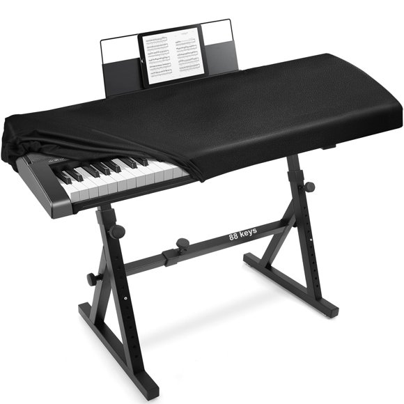 Explore Land Premium Piano Keyboard Dust Cover with Music Stand Opening - Stretchy Leather Piano Protector for 61-88 Key