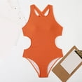 thumbnail image 4 of HAPIMO Women's One Piece Swimsuit Solid Color Beachwear Halter Bathing Suit Summer Seaside Clothes for Girls Cross Backless Swimwear Sets Sales Orange S, 4 of 4