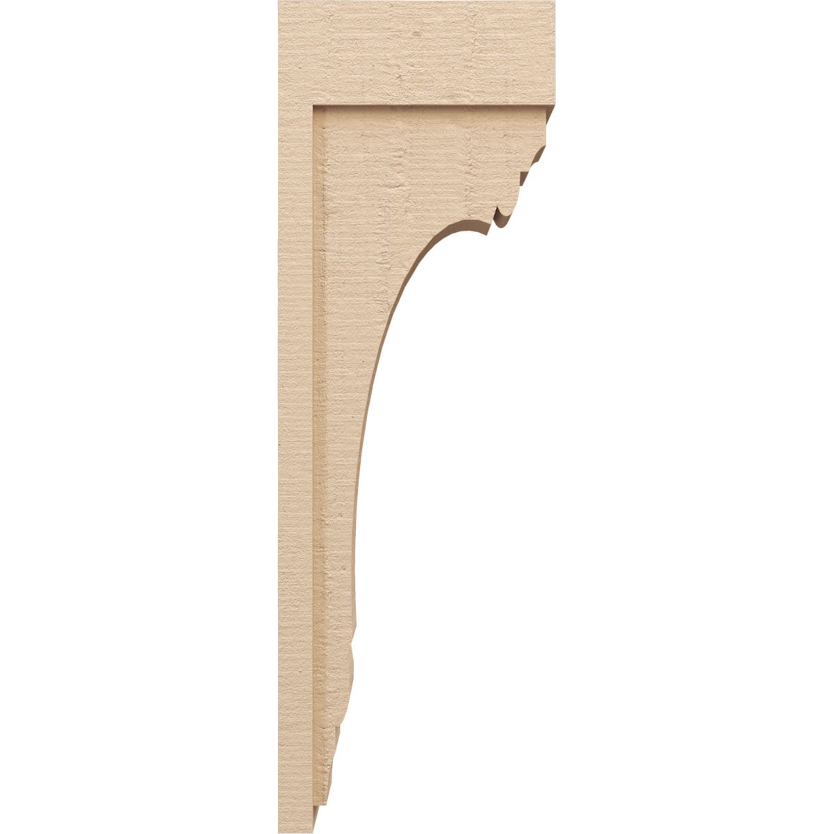 6"W x 12"D x 36"H Thin Warren Rough Cedar Woodgrain TimberThane Corbel, Primed Tan