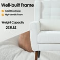 thumbnail image 5 of Modern Accent Chair, Upholstered Fabric Accent Armchair with Wood Legs, Single Sofa Chair Comfy Reading Chair Mid Century Lounge Arm Chairs for Bedroom/Office/Reading Spaces, White, 5 of 7