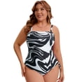 thumbnail image 5 of DARING DIVA Women's Plus Swimsuit Tummy Control Bathing Suit Ruched High Cut 2X Black, 5 of 7