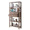 thumbnail image 2 of HomeRoots 352151 Wooden Bookcase with Four Open Shelves & Two Drawers, Brown, 2 of 6