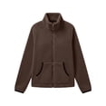thumbnail image 4 of GigrtiJin Long Sleeve Coats for Women Winter Fuzzy Collared Coats Zip up Casual Warm Soft Outdoor Coats with Pockets, 4 of 6