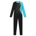 thumbnail image 3 of YONGHS Kids Girls Sparkly One-Piece Gymnastics Leotards Tumbling Sports Unitard Jumpsuit Dancewear Blue Green-A 16, 3 of 7