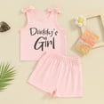 thumbnail image 2 of Bagilaanoe 2pcs Little Girls Shorts Set Toddler Summer Outfits Letter Print Sleeveless Tank Tops + Short Pants 3T 4T 5T 6T 7T Kids Casual Clothes, 2 of 7