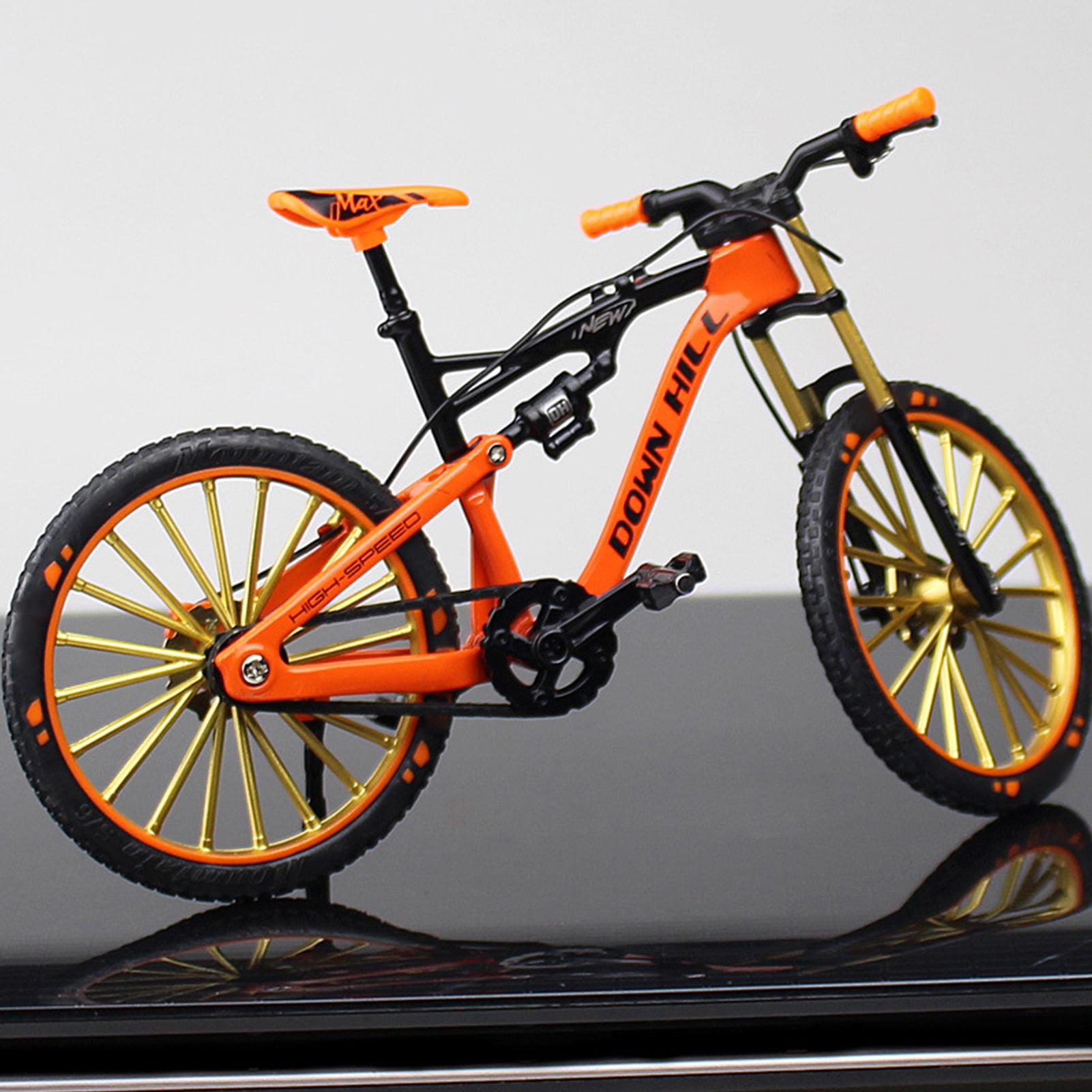 Mini Bicycle Vehicles Model Crafts for Home Decoration Rotatable Pedals Rotatable Front Head 1:10 Finger Mountain Bike Toy Lifelike Eco-Friendly Resistant to Dropping Alloy Bicycle Model 