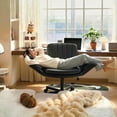 thumbnail image 3 of Waleaf Criss Cross Chair with Wheels & Armrests, Criss Cross Office Swivel Chair, PU Leather Vanity Chair with Back, Beige Comfortable Adjustable Vanity Desk Chairs for Home Office and Bedroom, 3 of 7