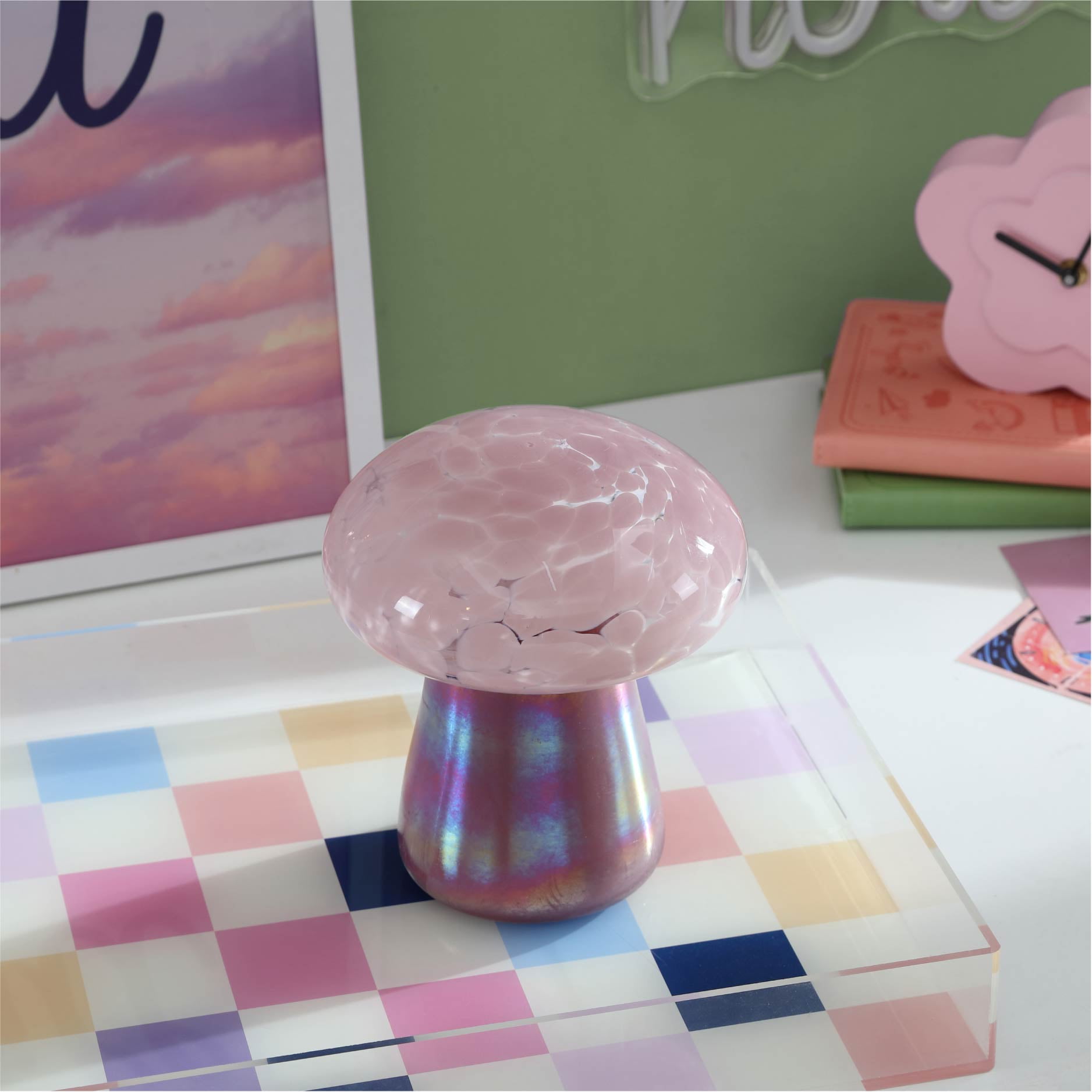Urban Shop 6.7" x 5.9" Lidded Iridescent Purple Mushroom Candle