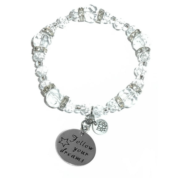 Hidden Hollow Beads - Follow Your Dreams - Crystal Stretch Bracelet