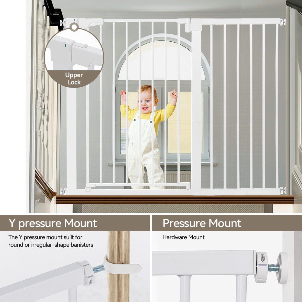 Baby Safety Gate, Caveen 36" Tall, 29.5-48.8" for Stairs and Doorway,Pressure Mount Baby Gate for Ages 6 to 36 Months, White