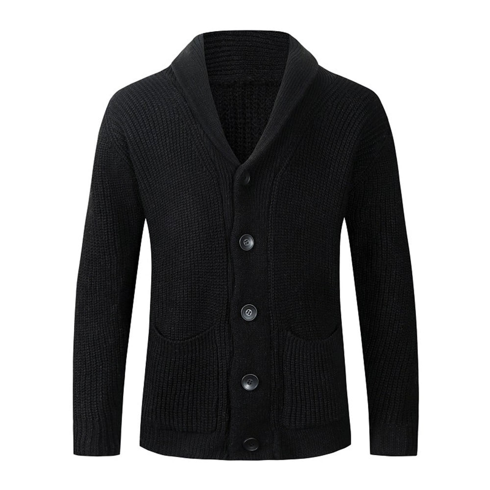 shawl collar button front cardigan sweater for men
