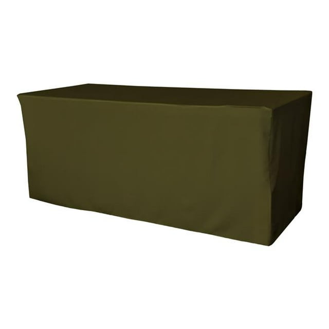 LA Linen TCpop-fit-96x48x30-OliveP21 4.3 lbs Polyester Poplin Fitted Tablecloth, Olive