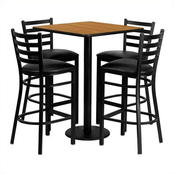 Bowery Hill 5 Piece Square Table Set in Black and Natural