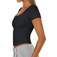 thumbnail image 3 of Gynyvoja Women'S Short Sleeve Tshirts Square Neck Cute Crop Tops Spring Summer Basic Tees Workout Going Out, 3 of 9