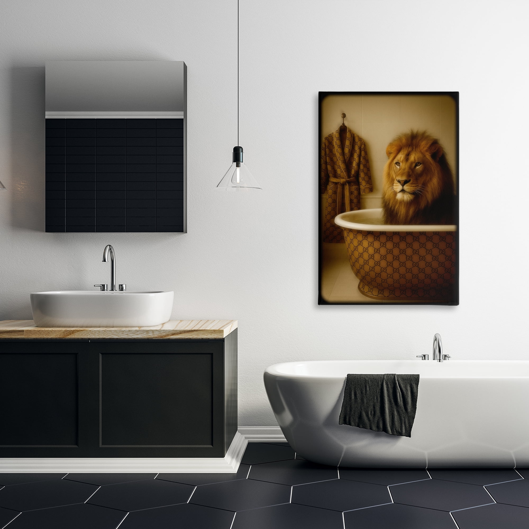 Stupell Industries Couture Lion in Luxury Tub Canvas Wall Art, design by Grotto Studios