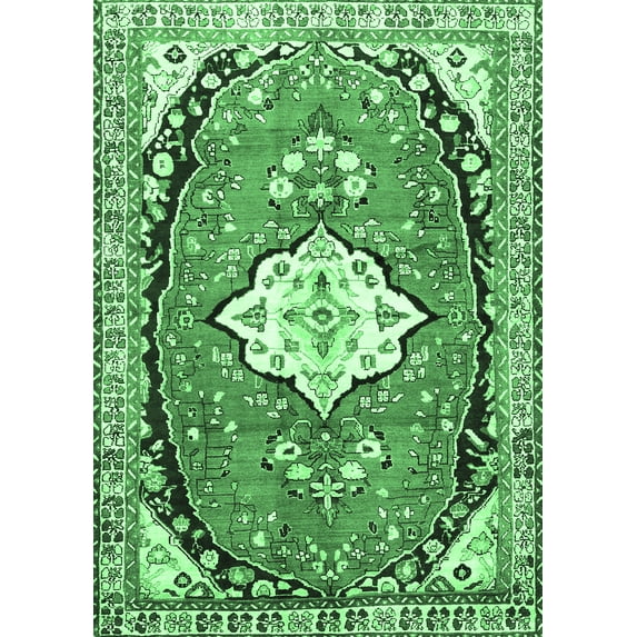 Ahgly Company Indoor Rectangle Medallion Emerald Green Traditional Area Rugs, 2' x 3'