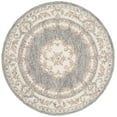 thumbnail image 2 of SAFAVIEH Micro-Loop Jesper Floral Bordered Wool Area Rug, Grey/Ivory, 5' x 5' Round, 2 of 6