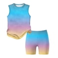 thumbnail image 4 of 2 Piece Girls Summer Outfits Casual Lounge Set Shirts and Elastic Waist Shorts with Pockets Clothing Sets, 4 of 7