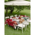 thumbnail image 3 of Outdoor Tablecloth with Umbrella Hole and Zipper, Christmas Cats Rectangle Table Cloth 60x102 Inch Waterproof Tablecloth, Xmas Tree Poinsettia Botanical Red Picnic Table Cover for Patio Camping, 3 of 7