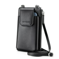 Bytech Leather Crossbody Cell Phone Case with Wallet for Universal Phones, Black
