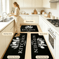 thumbnail image 3 of Washable Non-Slip Kitchen Rug Set 3-Piece, Dark Oil Resistant Runner Mats with Knife & Fork Print, 3 of 10