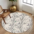 thumbnail image 2 of Large Round Rug 8Ft Washable Non-Slip, Natural Trees Circle Area Rugs for Living Room Bedroom, Colored Birds on Branches Retro Rustic Indoor Floor Mats Carpet Runner for Home Decor, 2 of 8