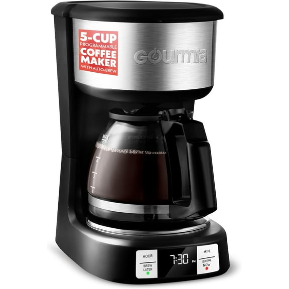 Drip Coffee Maker – 5 Cup, One-Touch Brew, Pause & Serve, Adjustable 4 Hr Keep Warm, EZ-View Water Window, Black