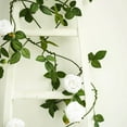 thumbnail image 3 of BalsaCircle 6 feet Green Garland 5 White Silk Rose Flowers Leaves Wedding Party, 3 of 8