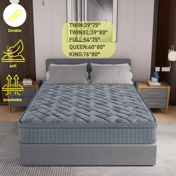 BMMB 10" Twinxl Gel Memory Foam Innerspring Hybrid Mattress High Breathable In A Box