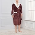 thumbnail image 5 of Mens Bathrobe Mens Thick Wool Long Towl Robe Matching Color Bathrobe Home Mens Bath Robe Brown M, 5 of 5