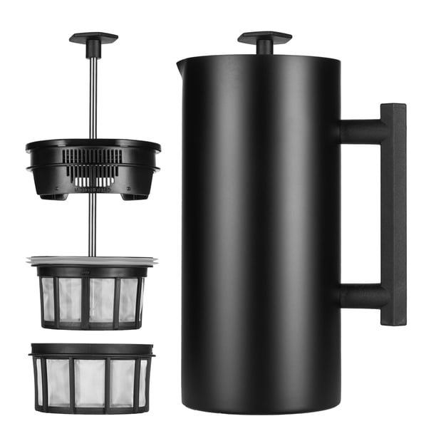 ESPRO - Prensa francesa P6 - Cafetera y tetera aislada de acero inoxidable de doble pared, 32 onzas, negro mate