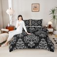 thumbnail image 4 of Manfei Teens Bohemian Damask Bedding Comforter Set 2pcs,Traditional Floral Flower Twin Comforter Sets Microfiber,Exotic Style Breathable Bedding Set,Breathable Home Decor,Reversible, 4 of 8