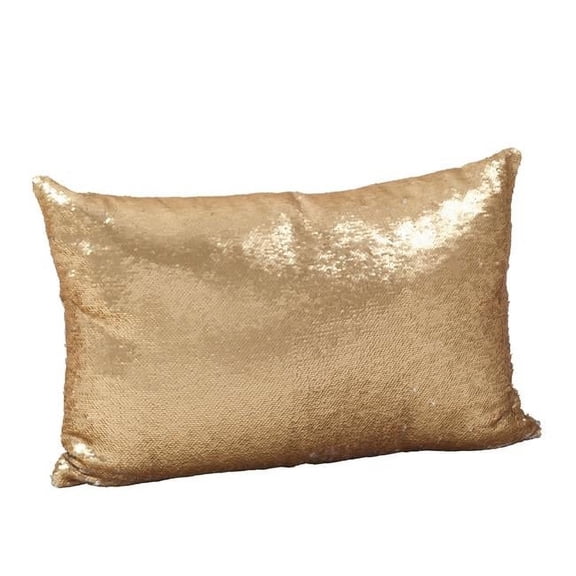 16 x 24 in. Rectangle Sirun Sequin Mermaid Design Down Filled Throw Pillow, Champagne