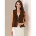 thumbnail image 3 of DARING DIVA Women's Waistcoat Suit Velvet Lapel V Neck Dressy Blazer Vests XL Coffee Brown, 3 of 5