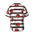 thumbnail image 2 of Naloa Ladybugs on Black and White Striped1 Men's Loose Fit Cuban Collar Short-Sleeve Shirt with Button-down and Chest Pocket for Everyday Wear Outings - 3X-Large, 2 of 7