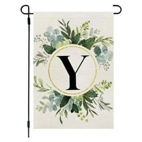 XEOVHV Garden Flag Monogram Y Letter Family Last Name 12x18 Inch Double Sided Yard Flag for Outside Hanging Plants Artificial Camper Initial Decor, Small Burlap Spring Summer Floral Flag