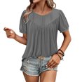 thumbnail image 4 of Uaswgudfs Women's Summer Resort Tunic Blouse - Crew Neck Short Sleeve with Banded Hem Relaxed Fit Casual Shirt, 4 of 7