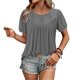 thumbnail image 5 of Tops de manga larga,Camiseta de manga corta para mujer, top informal con cuello en V, blusa de poliéster con cuello redondo, ligera, suave y cómoda, para usar en casa, sopatenor, 5 of 9