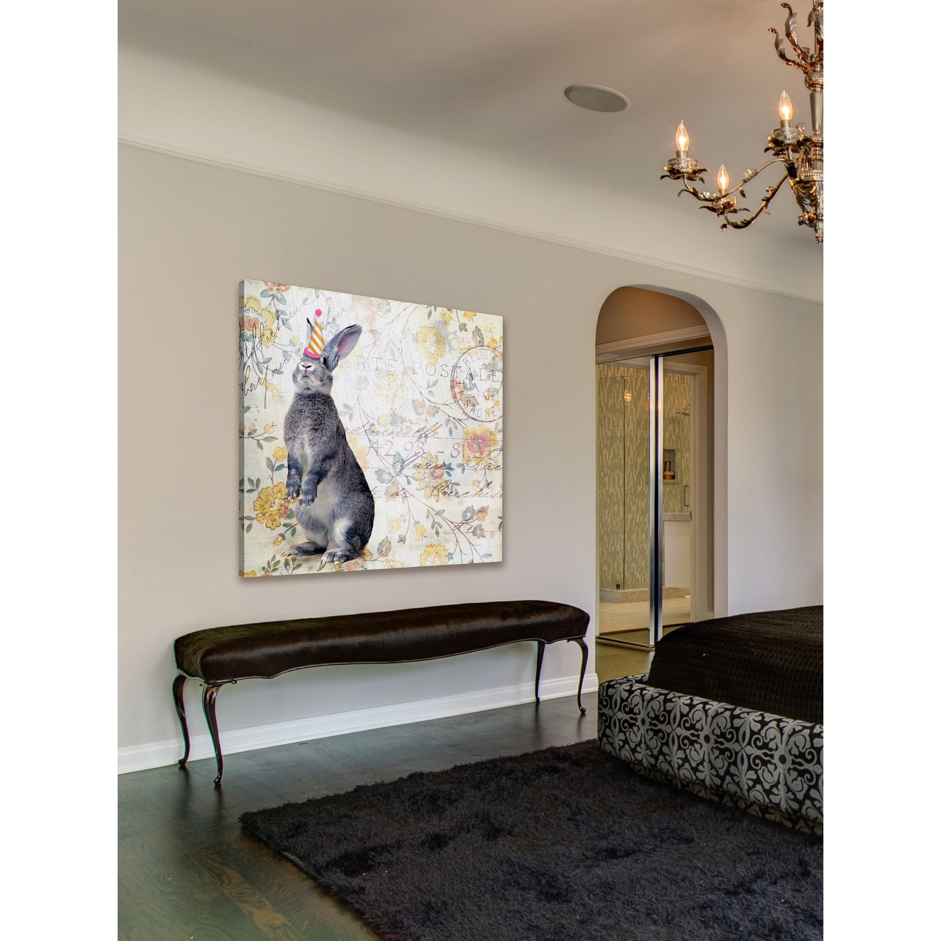 Marmont Hill "Party Rabbit" by Morgan Jones Painting Print on Wrapped Canvas