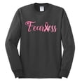 thumbnail image 2 of Wild Bobby, Fearless Pink Ribbon Support Warrior Women, Breast Cancer Awareness, Men Long Sleeve Shirt, Charcoal, Medium, 2 of 5