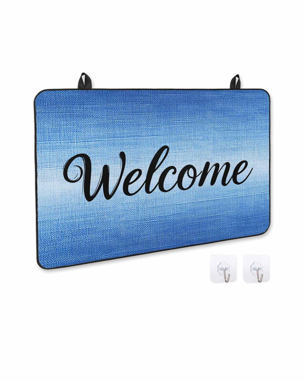 nqOlkjepod Large Induction Cooktop Protector Mat 36"x21", Blue Ombre Stove Top Covers for Electric Stove, Summer Vintage Texture Painting Decorative Stove Burner Cover Mats, Glass Top Stove Cover