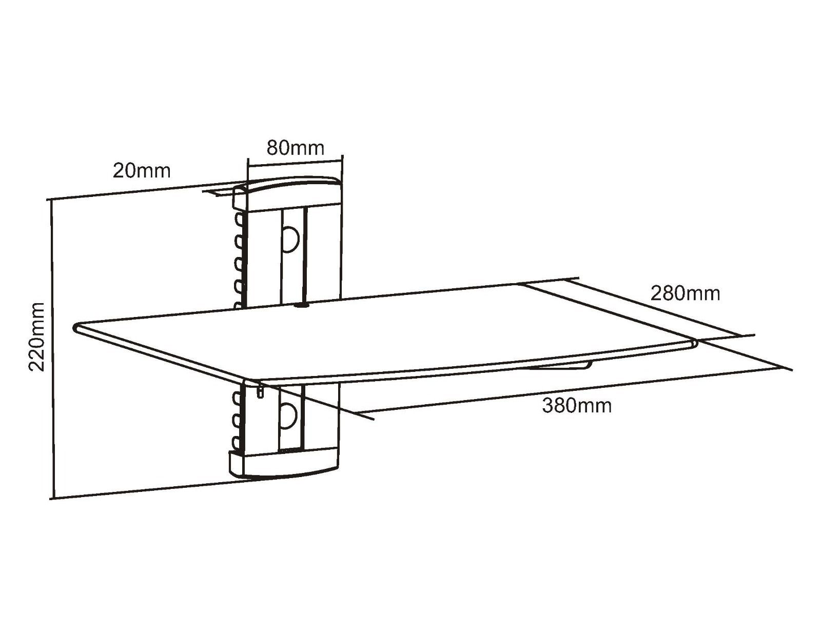 Impact Mounts GLASS SHELF WALL MOUNT UNDER TV CABLE BOX COMPONENT DVR DVD BRACKET